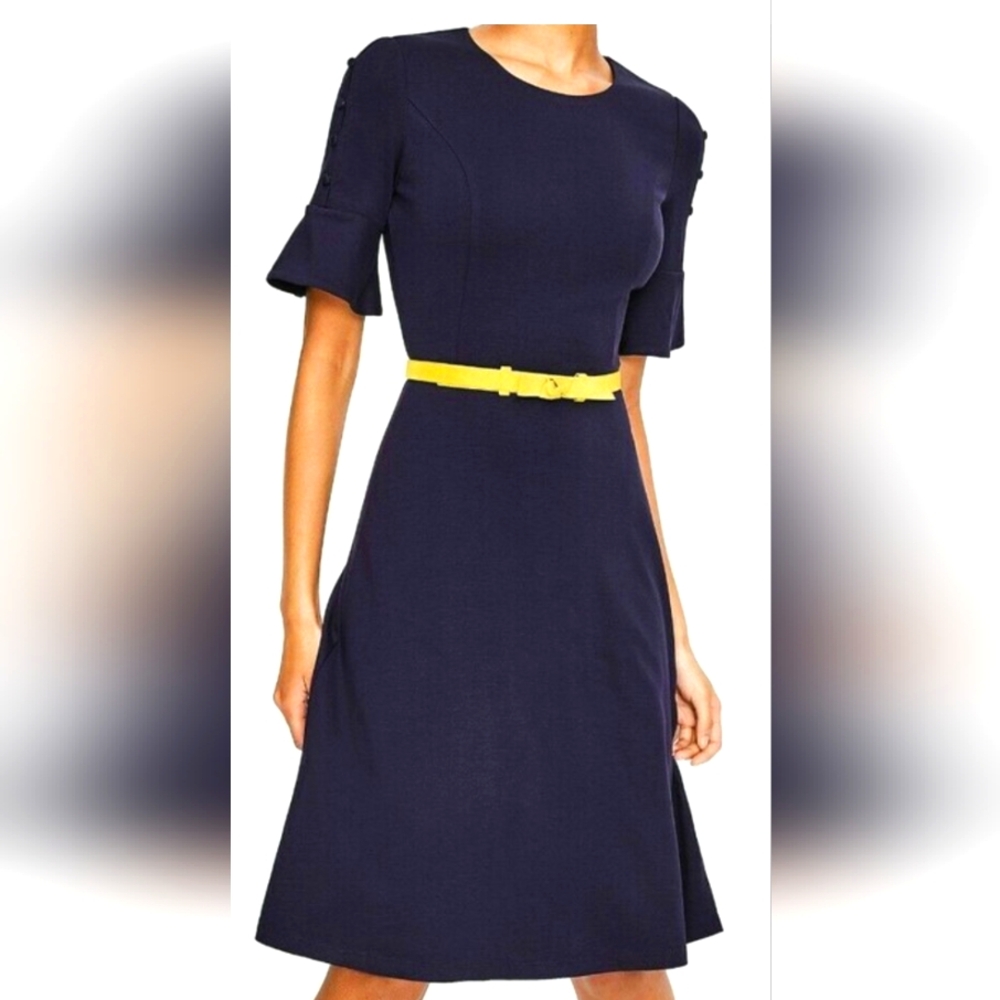 Boden Navy Long Sleeve Dress 16tall. Never worn. Nwot. Belt Not Included